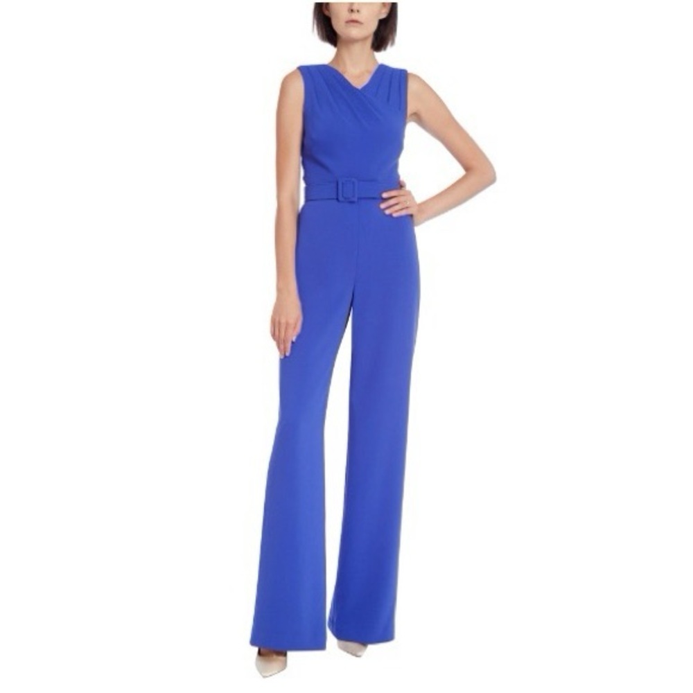 NWT - Badgley Mischka Royal Crepe Jumpsuit with Belt